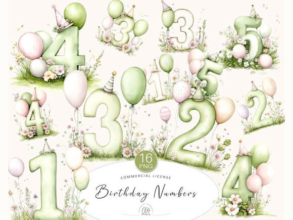 Download Watercolor Birthday Numbers Clipart - Premium Resources