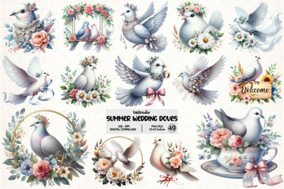 Download Summer Wedding Doves Clipart - Wedding Collection