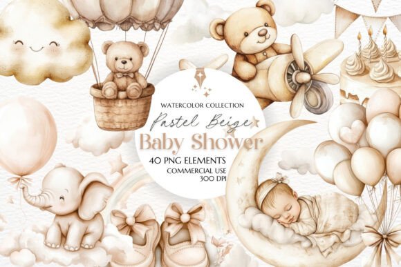 Download Pastel Beige Baby Shower Clipart - Premium Resources