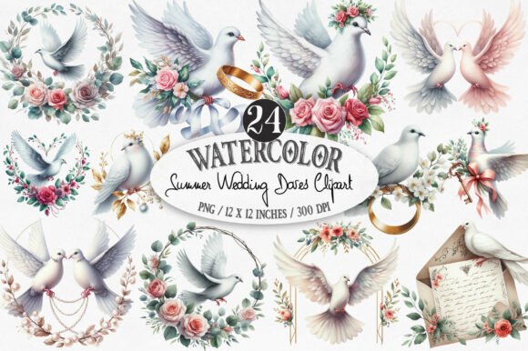 Download Summer Wedding Doves Clipart - Wedding Collection