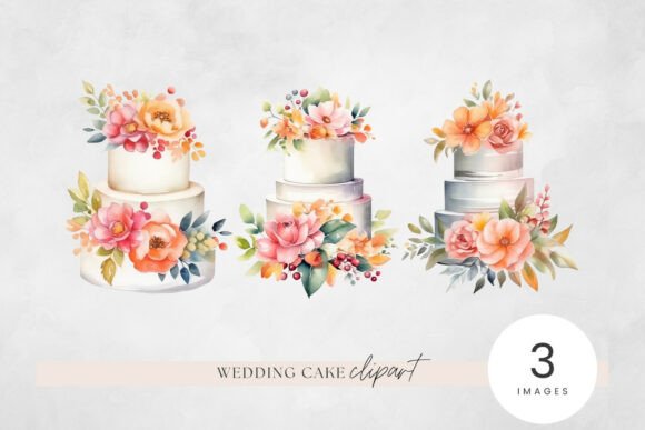 Download Summer Wedding Cake Watercolor Clipart P - Wedding Collection