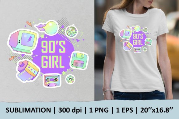 Download 90s Girl Sublimation Design. Retro Vibes - Retro Collection