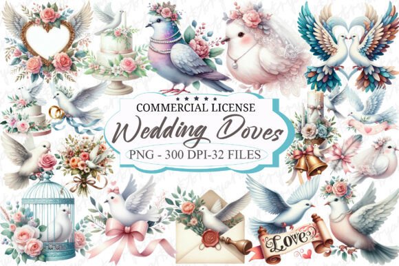 Download Summer Wedding Doves Clipart - Wedding Collection